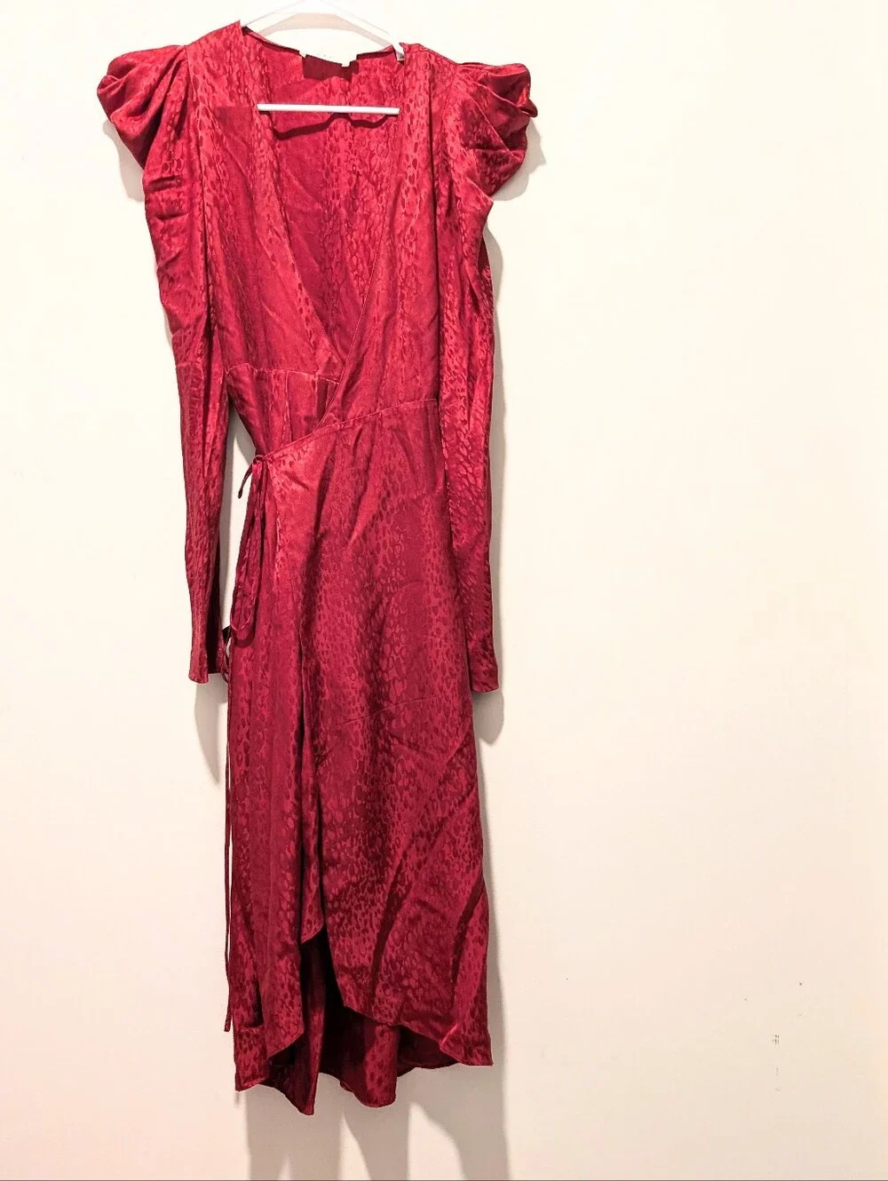 A.L.C. Silk Wrap Midi Shoulder Ruching Festival Boho Coastal Euro Summer Dress - Picture 5 of 5